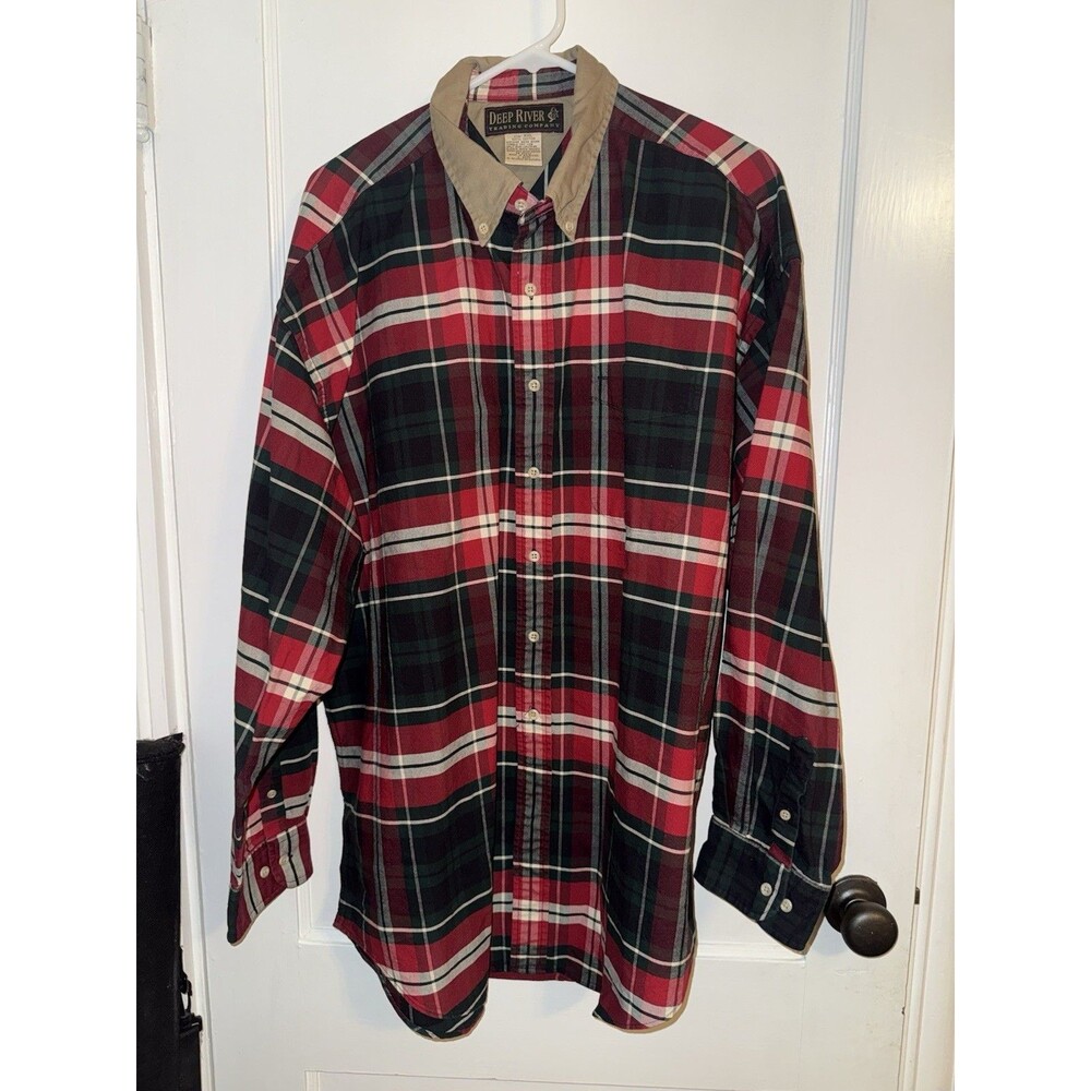Deep River Trading Company Mens 2XL Plaid Long Sleeve Button Down Shirt